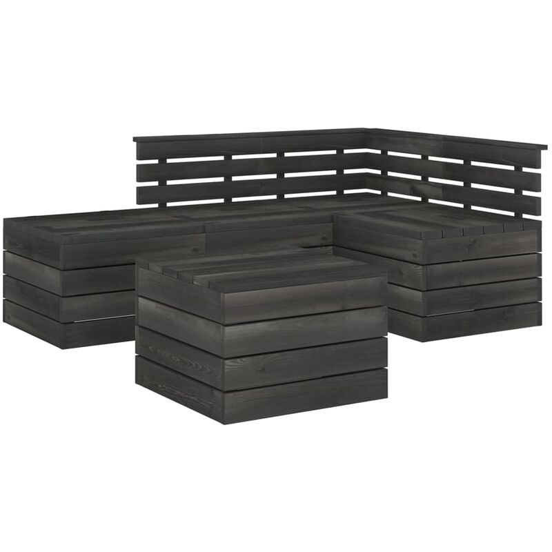 

Muebles de jardín palets 5 pzas madera maciza pino gris oscuro - Gris