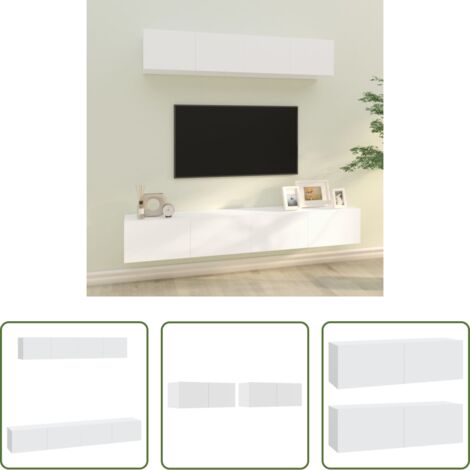 Muebles de madera contrachapada -  Set de muebles para TV 4 piezas madera contrachapada blanco