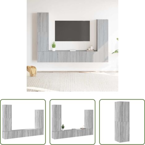 Muebles de madera contrachapada -  Set de muebles para TV 4 pzas madera contrachapada gris Sonoma
