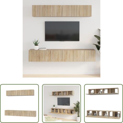 Muebles de madera contrachapada -  Set de muebles para TV 5 pzas madera contrachapada roble Sonoma