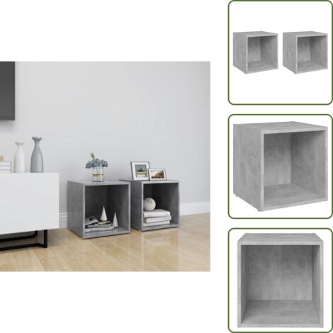 Muebles de madera contrachapada - vidaXL Mueble de TV 2uds madera contrachapada gris hormigón 37x35x37cm - Muebles modernos