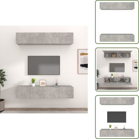 Muebles de madera contrachapada - vidaXL Muebles TV 4 uds madera contrachapada gris hormigón 80x30x30 cm - Muebles de almacenamiento