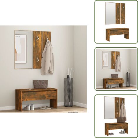 Muebles de madera contrachapada - vidaXL Set de muebles de recibidor madera contrachapada roble ahumado - Muebles de roble ahumado