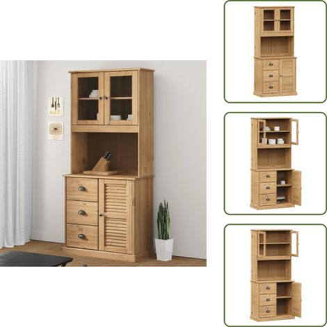Muebles de madera maciza - vidaXL Aparador alto VIGO madera maciza de pino 78x40x175 cm - Aparador con puertas de vidrio