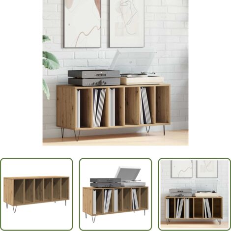 Muebles de madera -  Mueble para discos de vinilo Roble artisan 100 x 38 x 48 cm