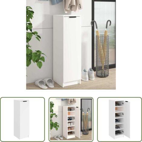 Muebles de madera -  Mueble zapatero de madera contrachapada blanco 30x35x100 cm