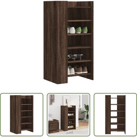 Muebles de madera -  Mueble zapatero madera de ingenería marrón roble 52x37,5x100 cm