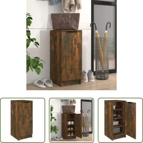 Muebles de madera -  Mueble zapatero madera de ingeniería roble ahumado 30x35x70 cm