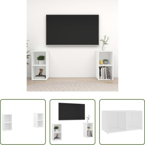 Muebles de madera -  Muebles para TV 2 uds madera de ingeniería blanco 72x35x36,5 cm