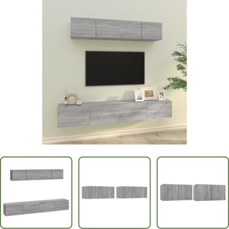Muebles de madera -  Set de muebles para TV 4 pzas madera contrachapada gris Sonoma