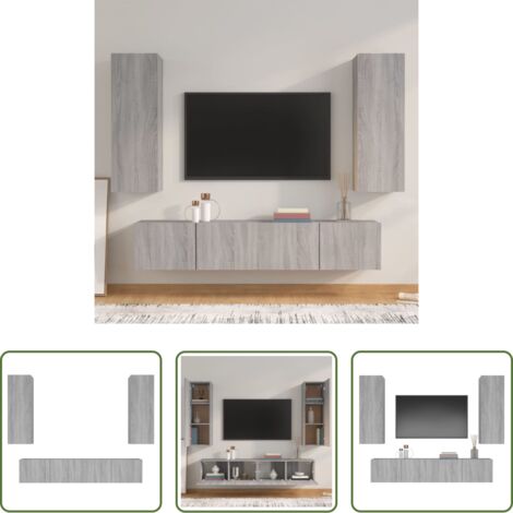 Muebles de madera -  Set de muebles para TV 4 pzas madera contrachapada gris Sonoma