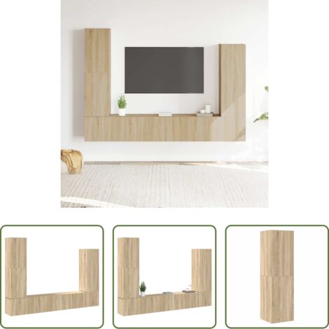 Muebles de madera -  Set de muebles para TV 4 pzas madera contrachapada roble Sonoma