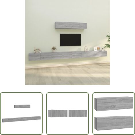 Muebles de madera -  Set de muebles para TV 6 pzas madera contrachapada gris Sonoma