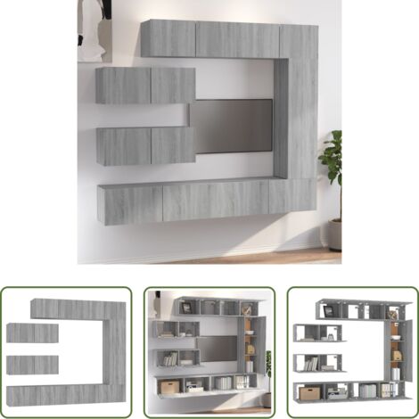 Muebles de madera -  Set de muebles para TV 7 pzas madera contrachapada gris Sonoma