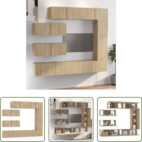 Muebles de madera -  Set de muebles para TV 7 pzas madera contrachapada roble Sonoma