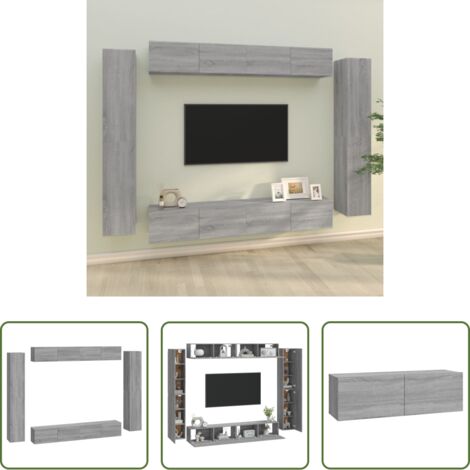 Muebles de madera -  Set de muebles para TV 8 pzas madera contrachapada gris Sonoma