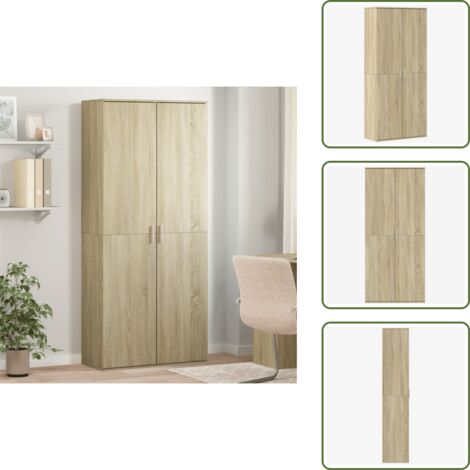 Muebles de madera - vidaXL Aparador alto madera de ingeniería roble Sonoma 80x35x180 cm - Diseño elegante