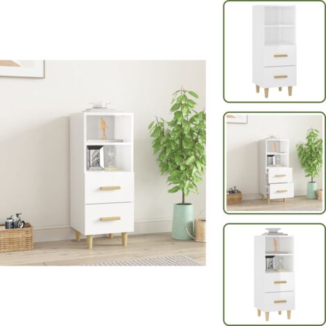 Muebles de madera - vidaXL Aparador de madera contrachapada blanco brillante 34,5x34x90 cm - Aparador blanco brillante