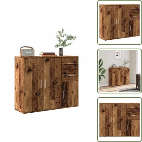 Muebles de madera - vidaXL Aparador de madera de ingeniería envejecida 91x29,5x75 cm - Armario de comedor