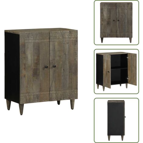 Muebles de madera - vidaXL Aparador de madera maciza de mango gris claro 60x33,5x75 cm - Aparador de cocina
