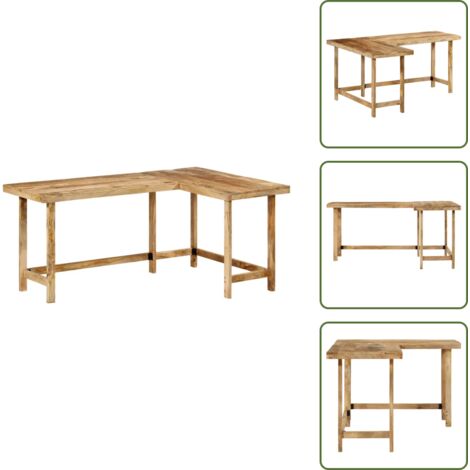 Muebles de madera - vidaXL Escritorio madera maciza mango 165x110x75 cm - Diseño en forma de L