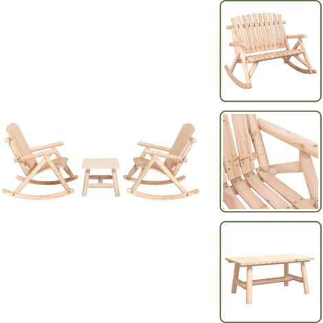 Muebles de madera - vidaXL Juego de muebles de jardín 3 piezas madera maciza de abeto - Jardín exterior