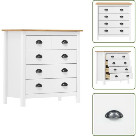 Muebles de madera - vidaXL Mesita de noche Hill madera maciza de pino blanco 79x40x80 cm - Mesita de noche de madera