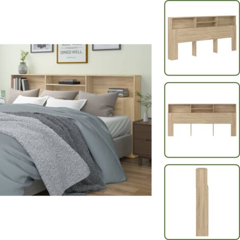 Muebles de madera - vidaXL Mueble cabecero color roble Sonoma 220x19x103,5 cm - Almacenamiento en dormitorio