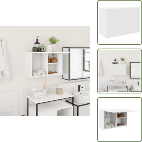 Muebles de madera - vidaXL Mueble de pared de baño madera ingeniería blanco 60x25x40 cm - Armario blanco