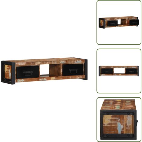 Muebles de madera - vidaXL Mueble para la TV 100x30x25 madera maciza reciclada - Muebles industriales