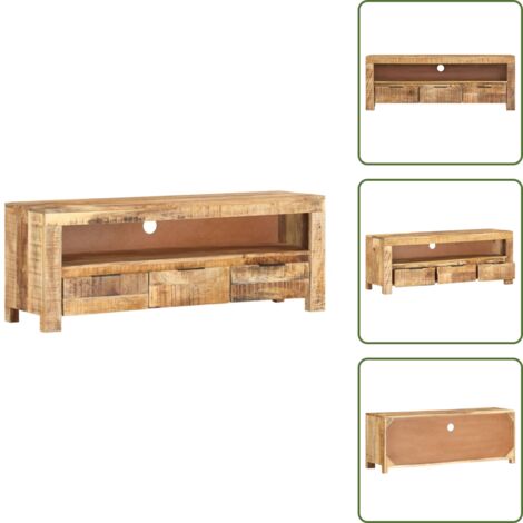 Muebles de madera - vidaXL Mueble para TV de madera maciza de mango rugosa 110x30x40 cm - Muebles de dormitorio