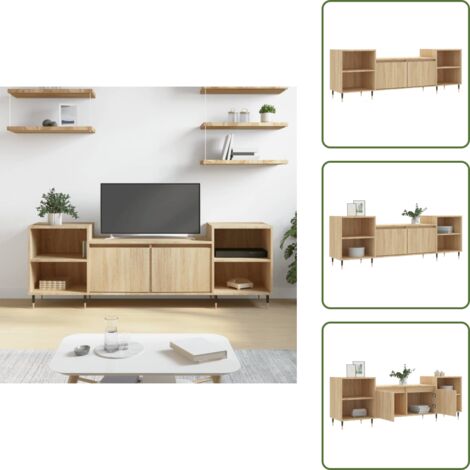 Muebles de madera - vidaXL Mueble para TV madera contrachapada roble Sonoma 160x35x55 cm - Muebles para sala