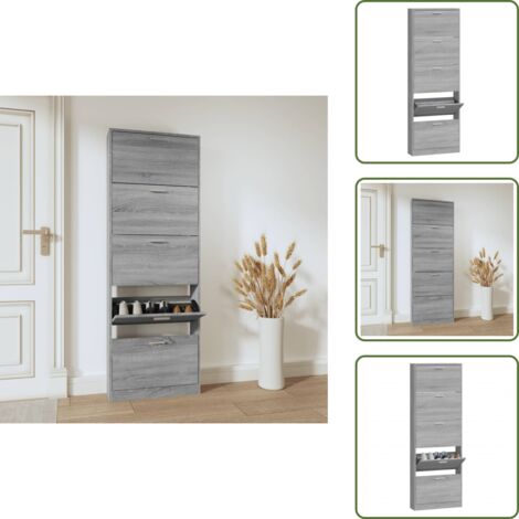 Muebles de madera - vidaXL Mueble zapatero madera contrachapada gris Sonoma 59x17x169 cm - Muebles para pasillo