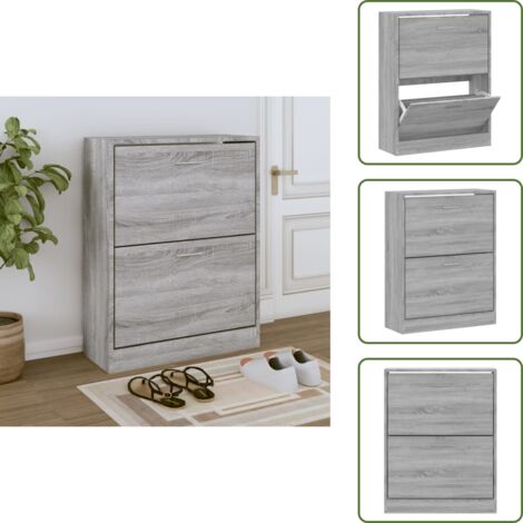 Muebles de madera - vidaXL Mueble zapatero madera contrachapada gris Sonoma 63x24x81 cm - Muebles para pasillo