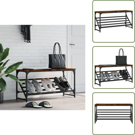 Muebles de madera - vidaXL Mueble zapatero madera de ingeniería roble ahumado 90x30x45 cm - Muebles de cocina