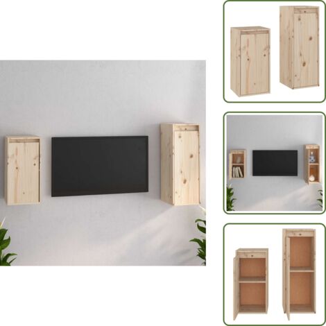 Muebles de madera - vidaXL Muebles para TV 2 piezas madera maciza de pino - Armario flotante