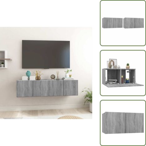 Muebles de madera - vidaXL Muebles para TV colgantes 2 uds madera gris Sonoma 60x30x30 cm - Muebles decorativos