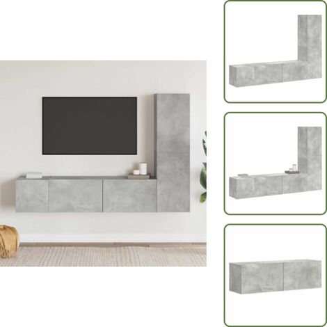 Muebles de madera - vidaXL Set de muebles de salón 3 pzas madera ingeniería gris hormigón - Diseño moderno
