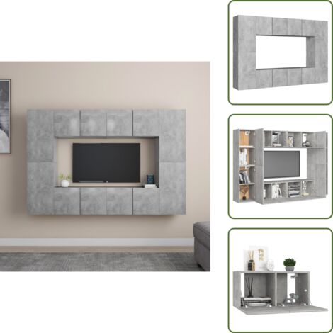 Muebles de madera - vidaXL Set de muebles de salón 8 pzas madera ingeniería gris hormigón - Muebles de pared