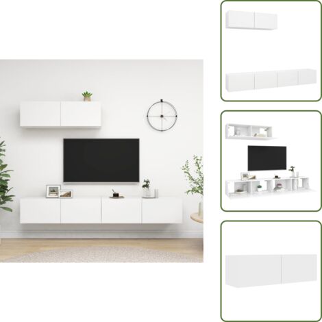 Muebles de madera - vidaXL Set de muebles de salón TV 3 piezas madera de ingeniería blanco - Muebles de almacenamiento