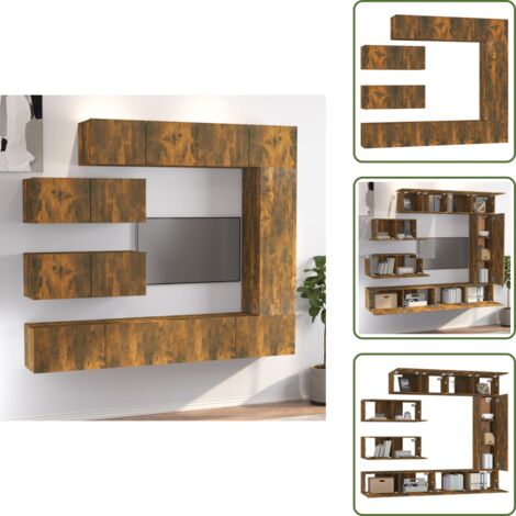 Muebles de madera - vidaXL Set de muebles de TV 7 pzas madera contrachapada roble ahumado - Muebles de TV 7 pzas