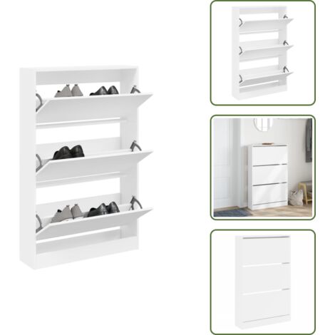 Muebles de madera - vidaXL Zapatero de madera de ingeniería blanco 80x21x125,5 cm - Muebles compactos