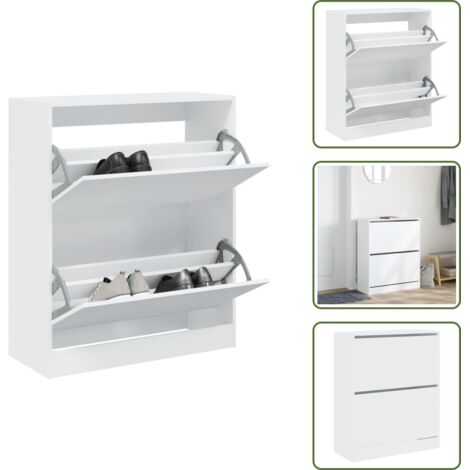 Muebles de madera - vidaXL Zapatero de madera de ingeniería blanco 80x34x96,5 cm - Muebles compactos