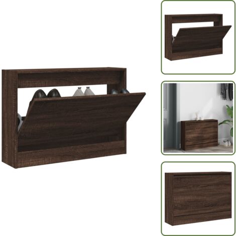 Muebles de madera - vidaXL Zapatero de madera de ingeniería marrón roble 80x21x57 cm - Armario compacto