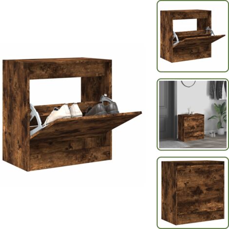 Muebles de madera - vidaXL Zapatero de madera de ingeniería roble ahumado 60x34x63,5 cm - Muebles compactos