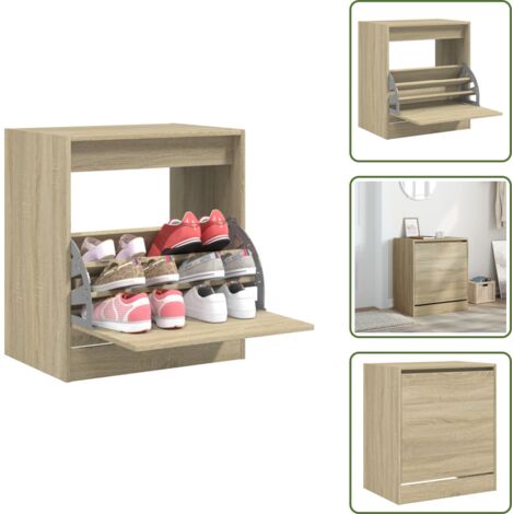 Muebles de madera - vidaXL Zapatero de madera de ingeniería roble Sonoma 60x42x69 cm - Almacenamiento de zapatos