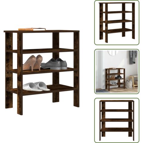 Muebles de madera - vidaXL Zapatero madera contrachapada roble ahumado 61x32x70 cm - Organización de zapatos