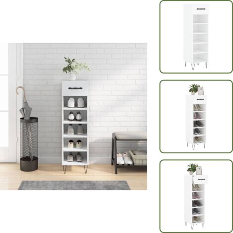 Muebles de madera - vidaXL Zapatero madera de ingeniería blanco 30x35x105 cm - Muebles industriales