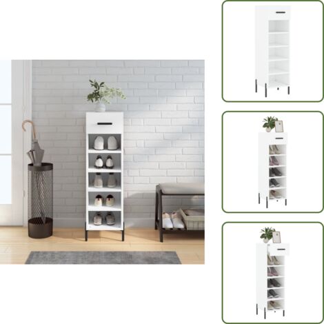 Muebles de madera - vidaXL Zapatero madera de ingeniería blanco 30x35x105 cm - Muebles industriales