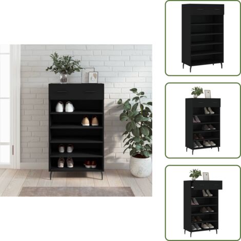 Muebles de madera - vidaXL Zapatero madera de ingeniería negro 60x35x105 cm - Muebles industriales